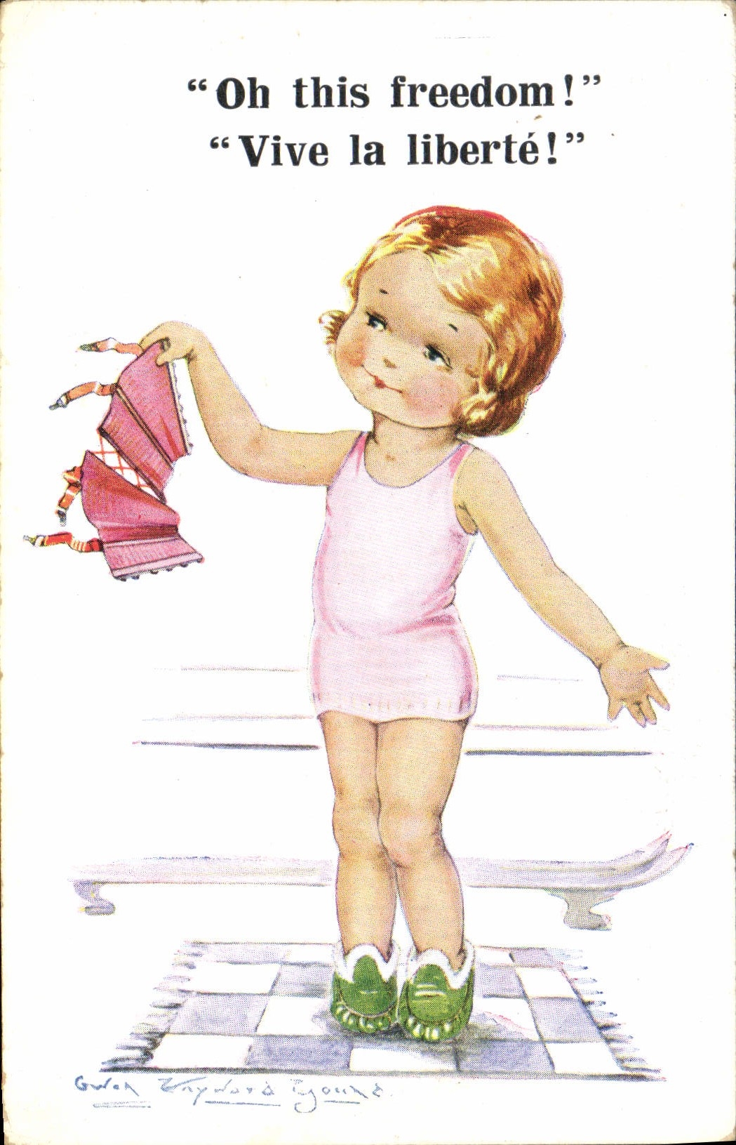 CPA Fantaisie Illustrateur Enfant Oh this freedom !