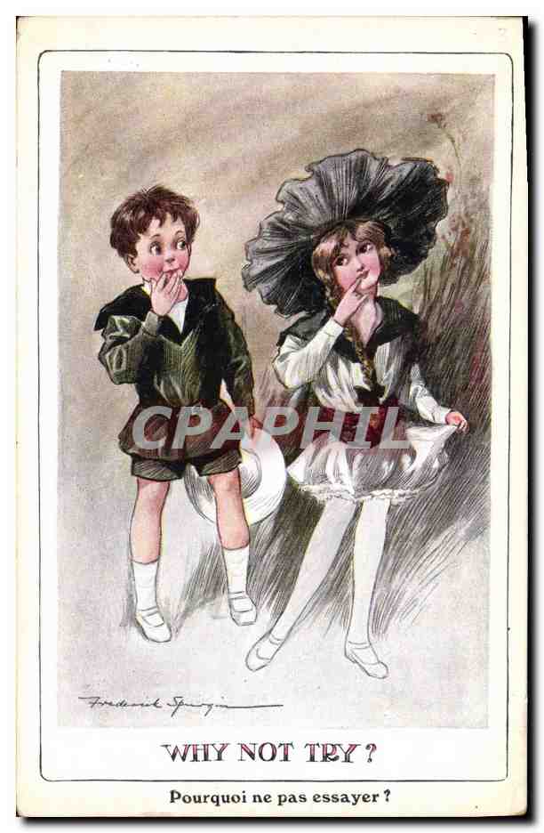 CPA Fantaisie Illustrateur Enfants Why not try ? Fred Spurgin 