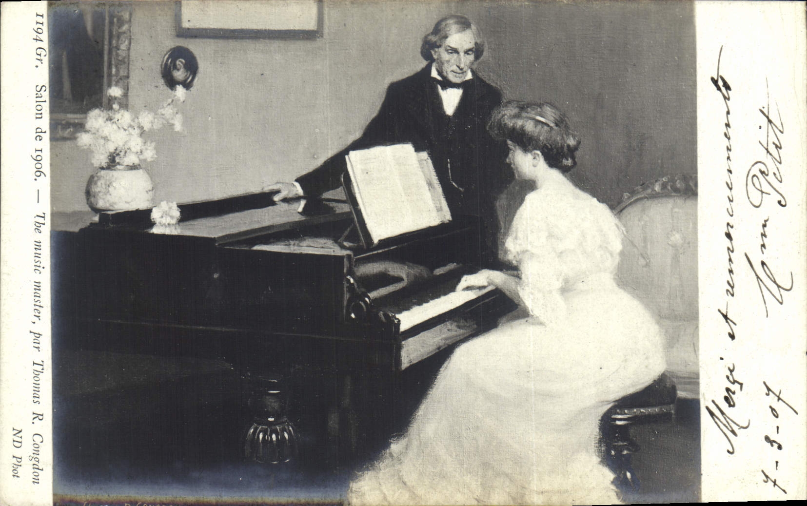 CPA Salon de 1906 The music master Thomas Conglon piano 