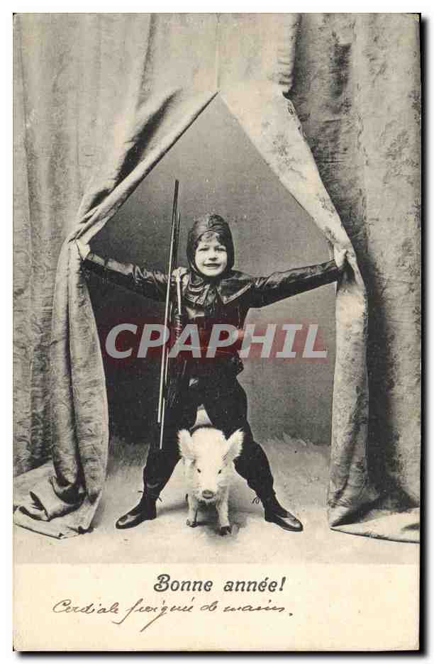 CPA Cochon Porc Enfant 
