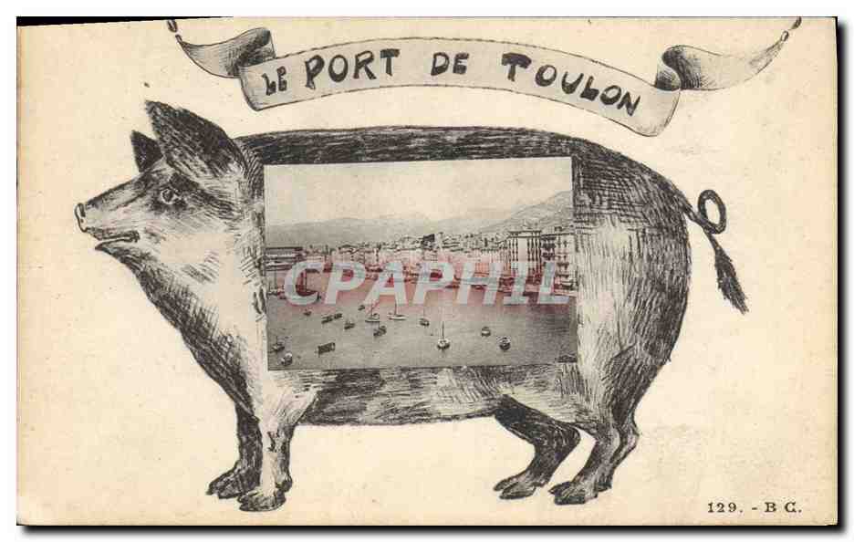 CPA Cochon Porc Le port de Toulon Bateaux 
