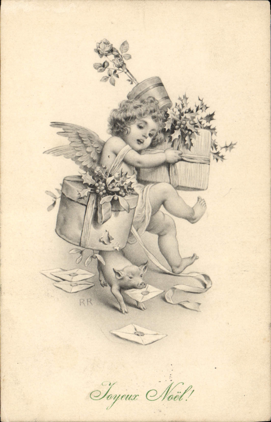 CPA Cochon Porc Enfant Ange 