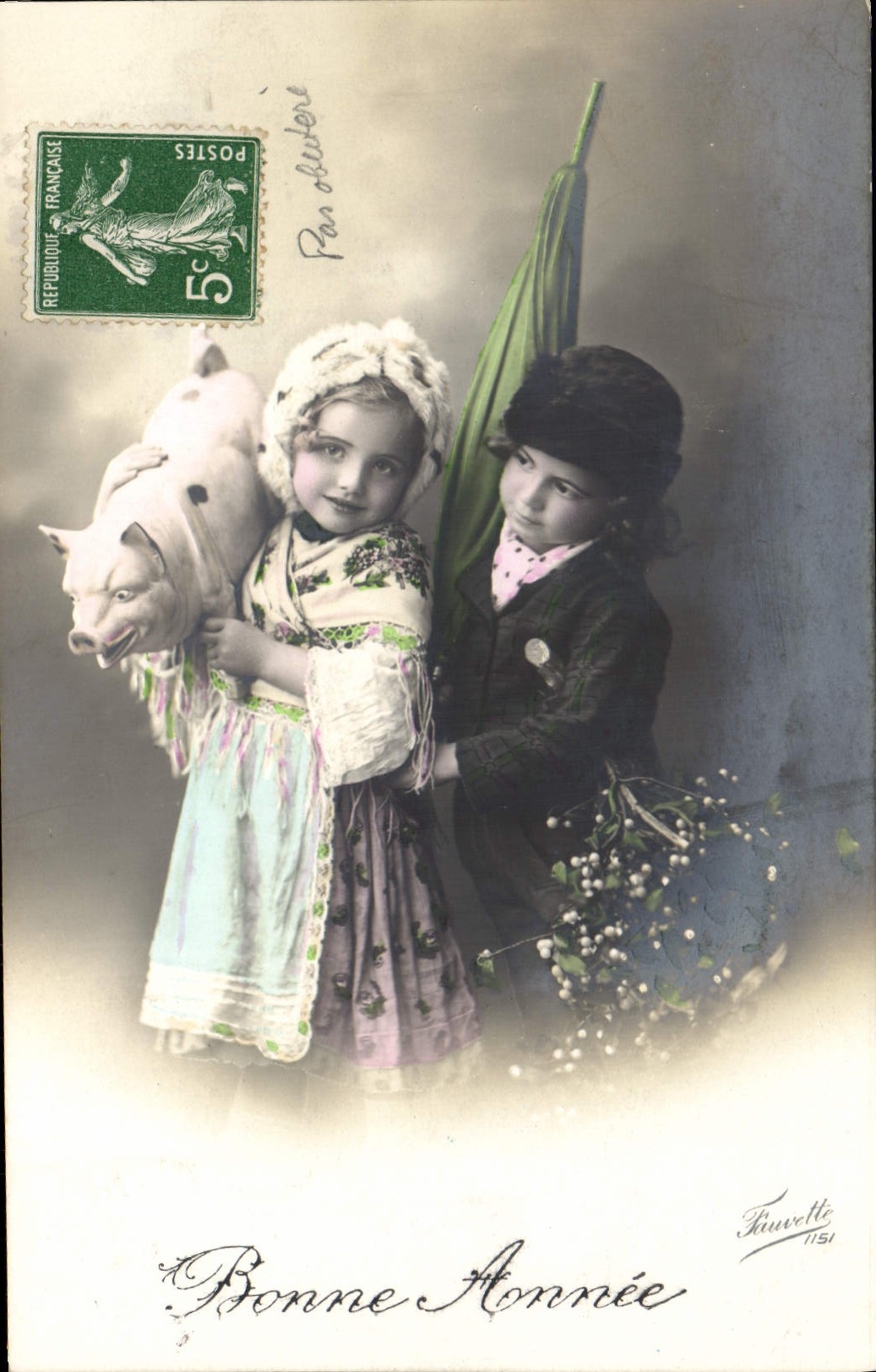 CPA Cochon Porc Enfants 