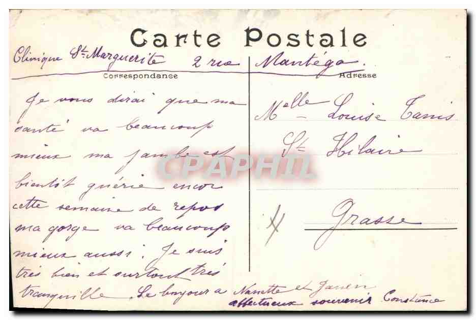 CPA Militaria Chasseurs alpins Nice  — Rückseite