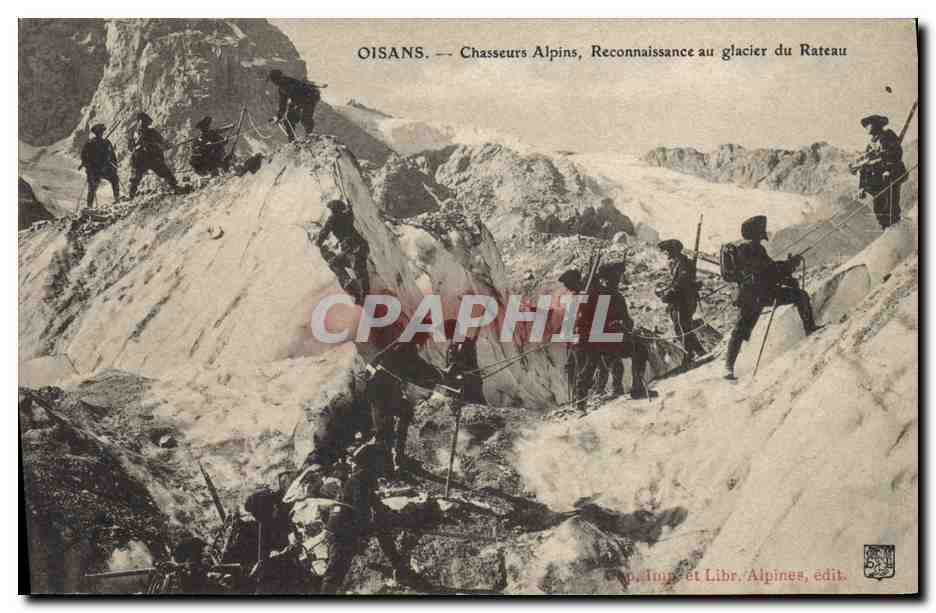 CPA Militaria Chasseurs alpins Oisans Chasseurs Alpins Reconnaissance au glacier du rateau 