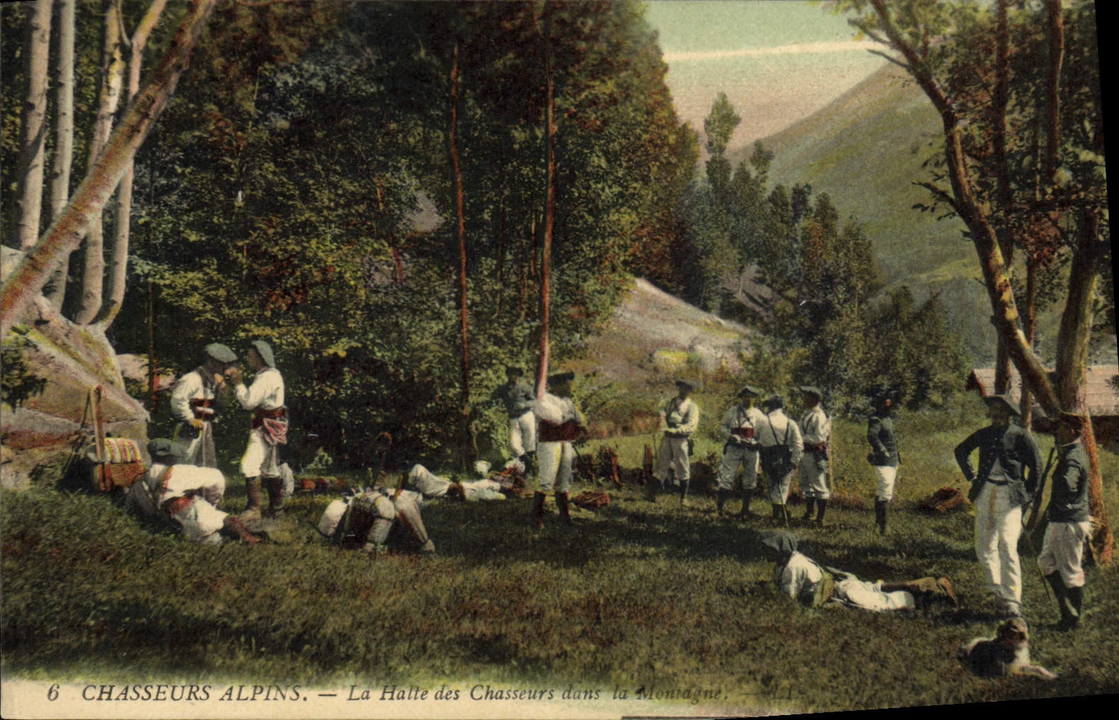 Chasseurs Alpins — La Halte des Chasseurs dans la Montagne — Éditeur non identifié, n°6