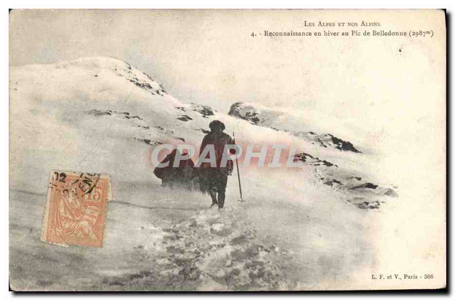 CPA Militaria Chasseurs alpins Les Alpes et nos Alpins Reconnaissance en hiver au Pic de Belledonne 