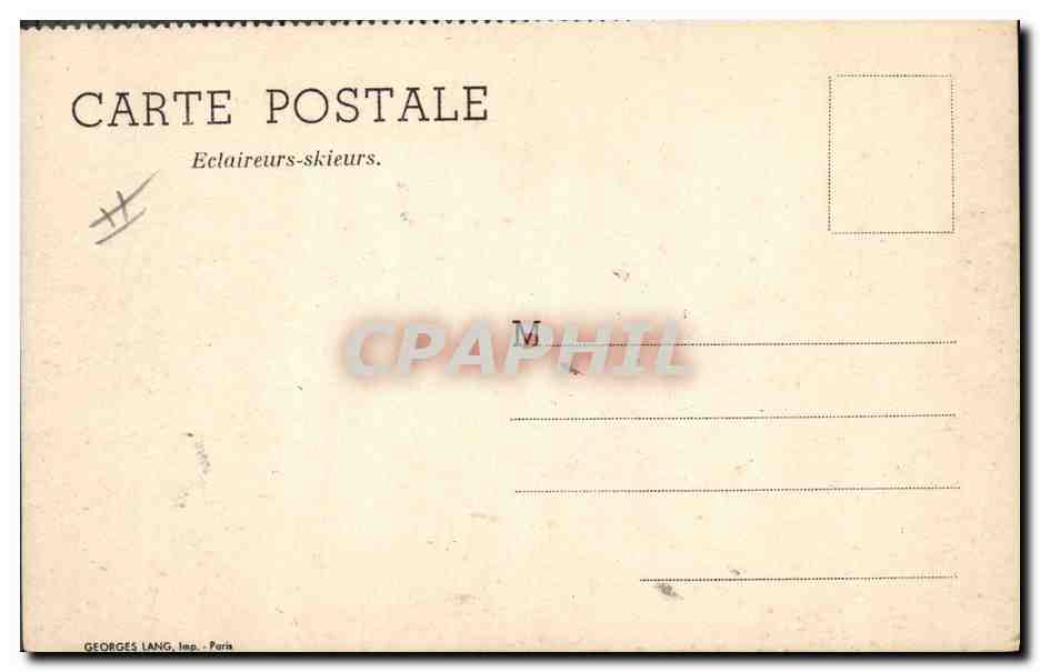 CPA Militaria Chasseurs alpins Eclaireurs skieurs Ski  — Rückseite