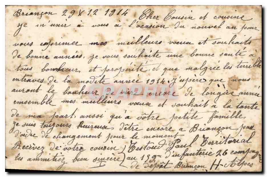 CPA Militaria Chasseurs alpins  — Rückseite