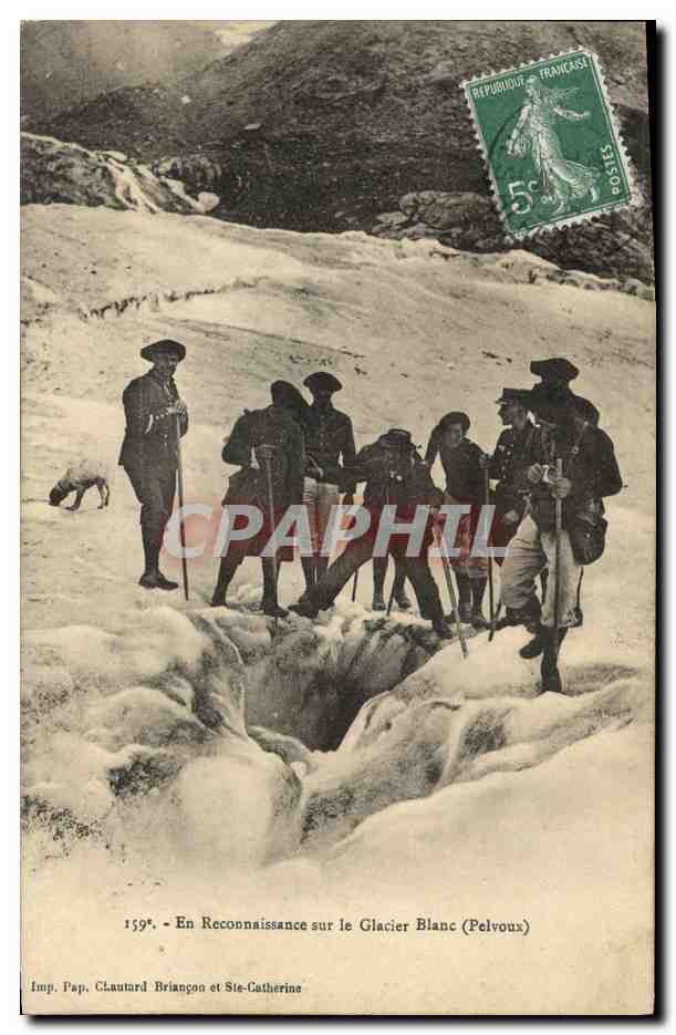 En Reconnaissance sur le Glacier Blanc (Pelvoux) — Imp. Pap. Clautard-Briançon et Ste-Catherine — n° 1598