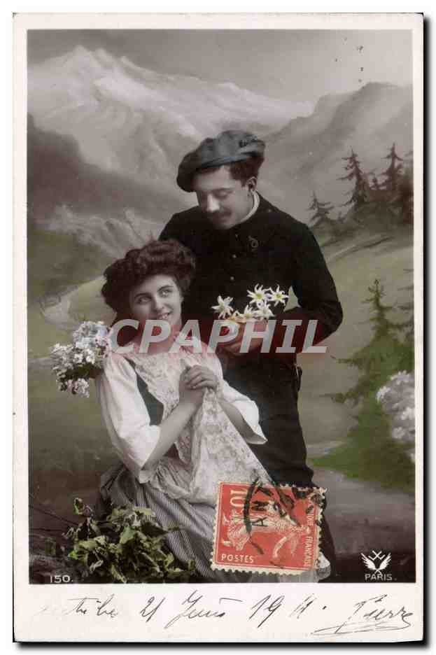 CPA Militaria Chasseurs alpins Femme Fleurs 