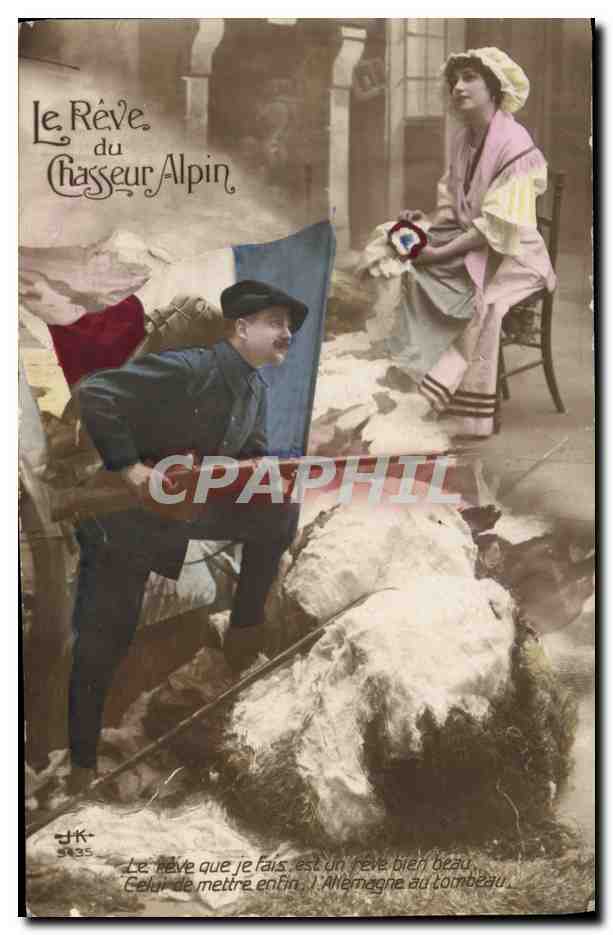 CPA Militaria Chasseurs alpins le reve du chasseur alpin Lorraine 