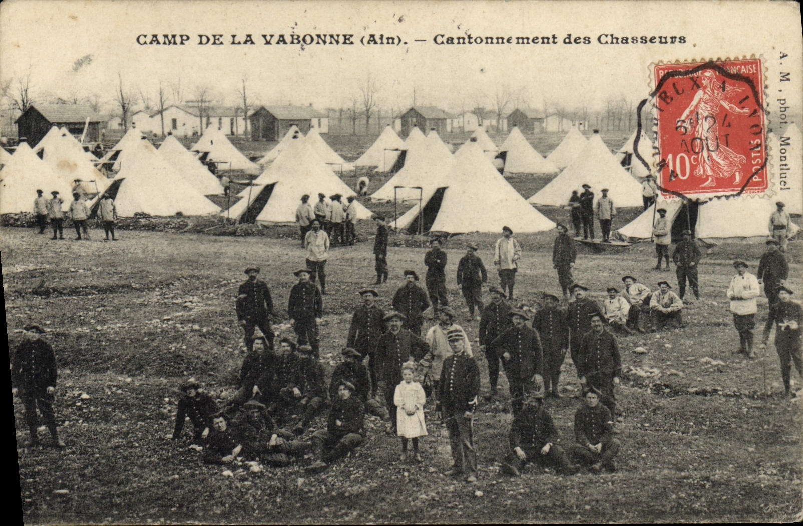 CPA Militaria Chasseurs alpins Camp de la Vabonne Ain Cantonnement des chasseurs