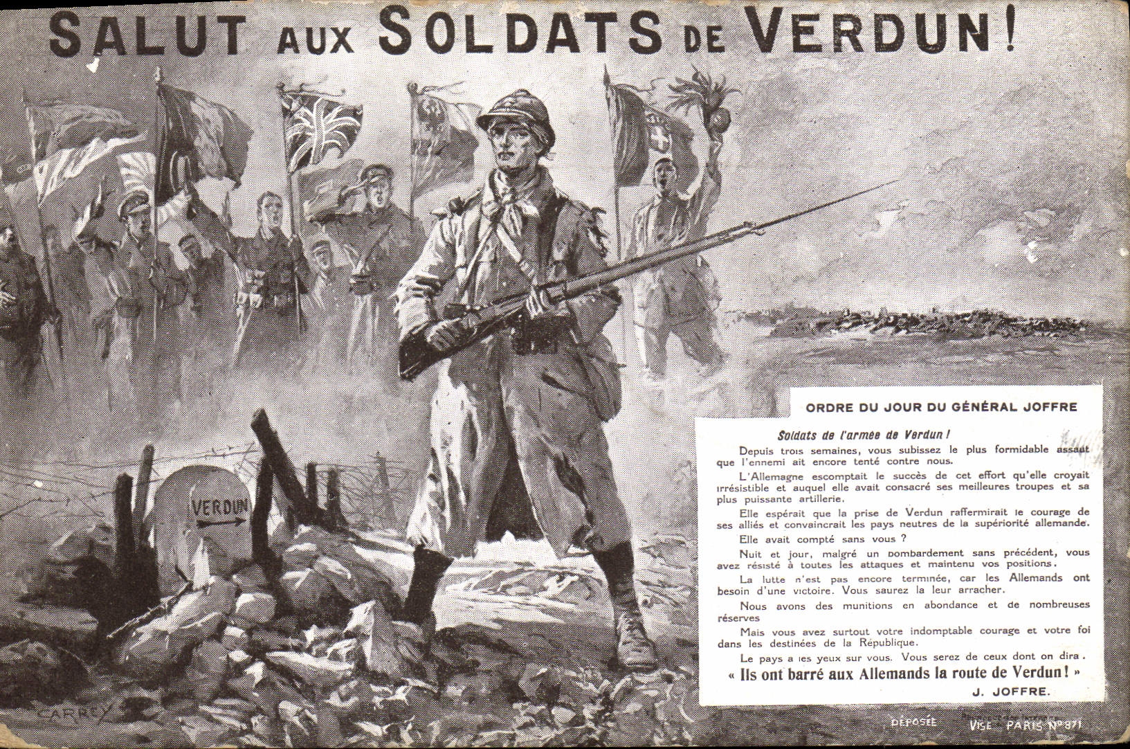 CPA Militaria Salut aux soldats de Verdun