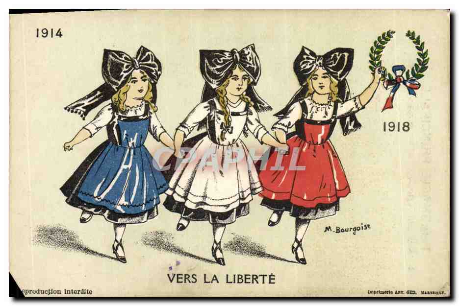 CPA Militaria Enfants Alsace Vers la liberte 