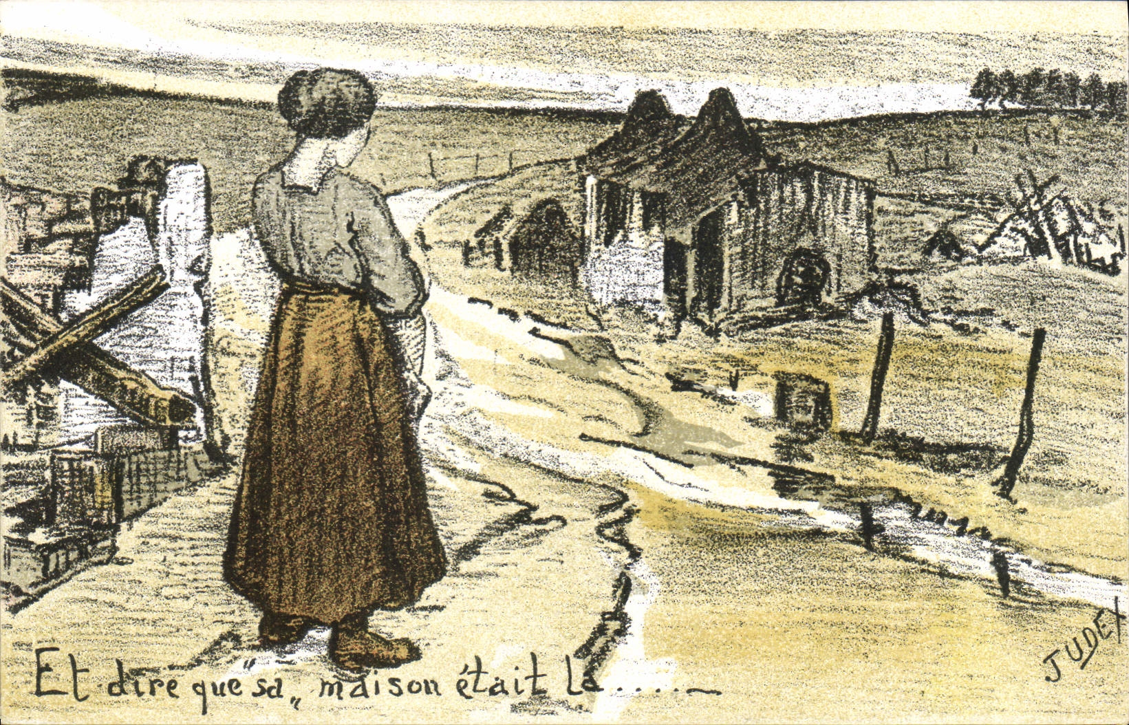 CPA Militaria Et dire que la maison etait la !