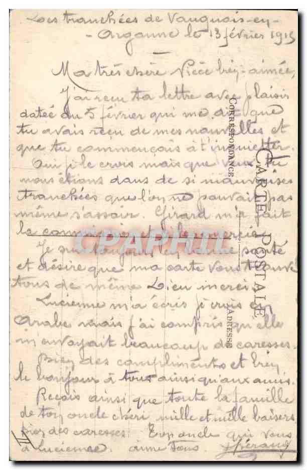 CPA Militaria Campagne 1914 Honneur aux 15eme Corps Altrick Mulhouse Dieuze — Rückseite