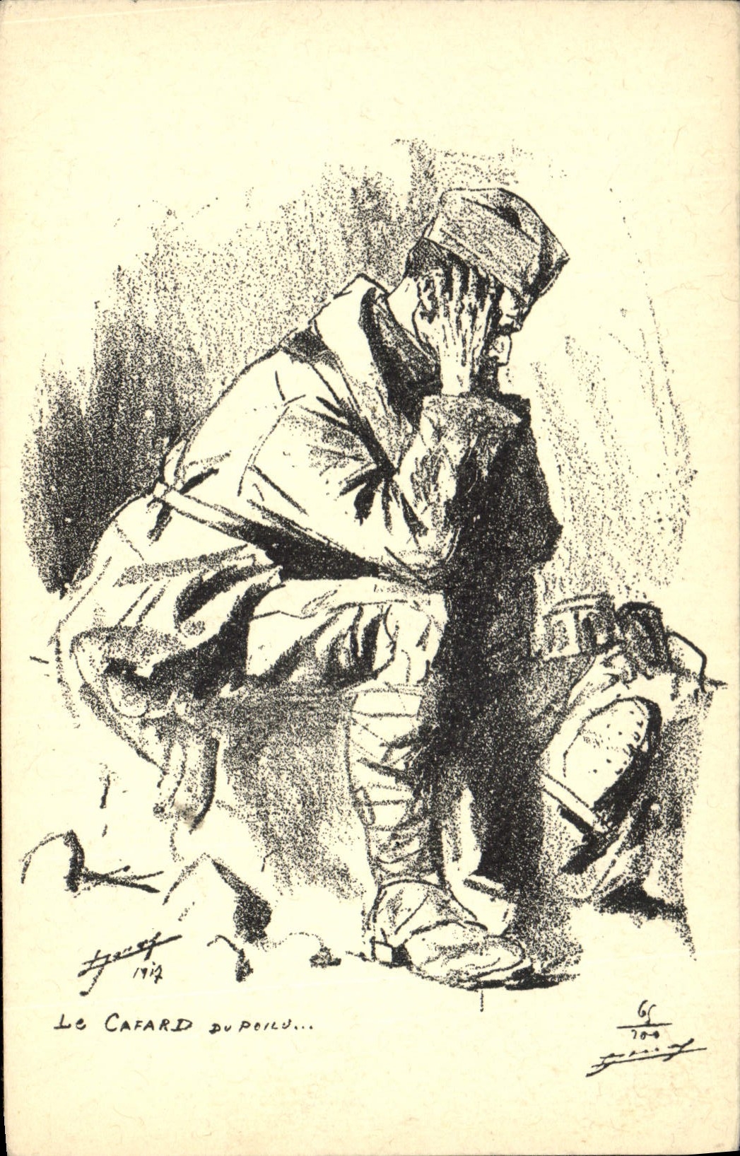 CPA Militaria Le cafard du poilu