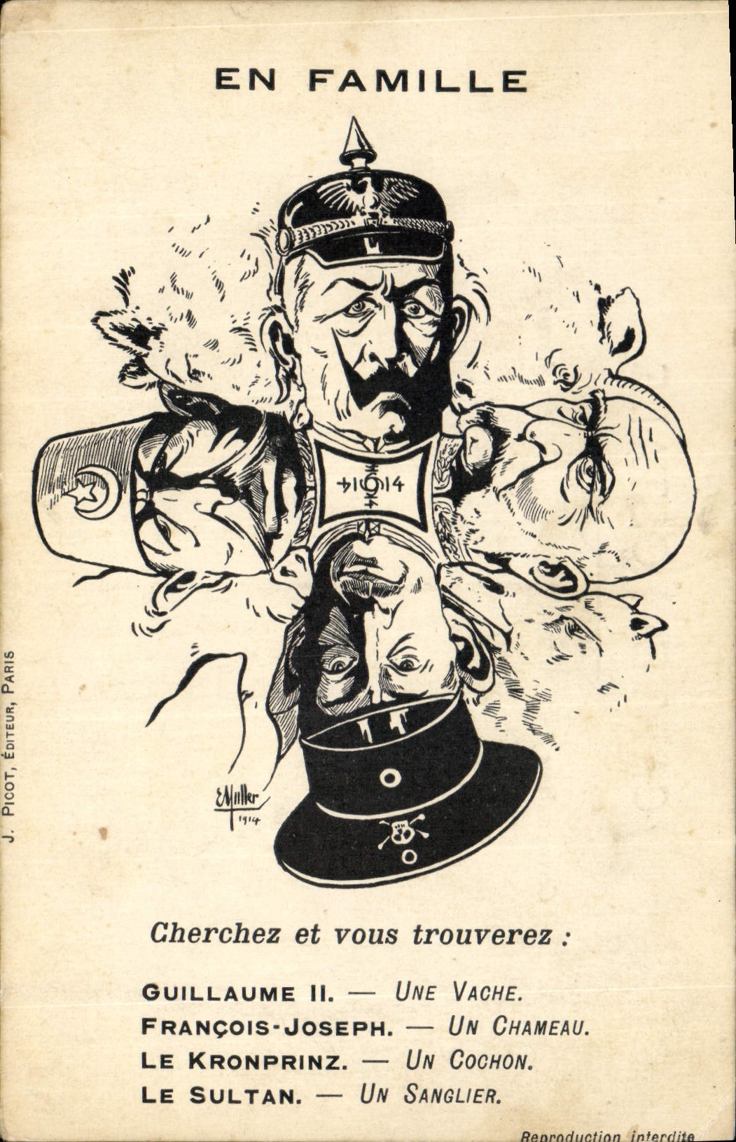 CPA Militaria En famille Guillaume II Francois Joseph Kronprinz Sultan