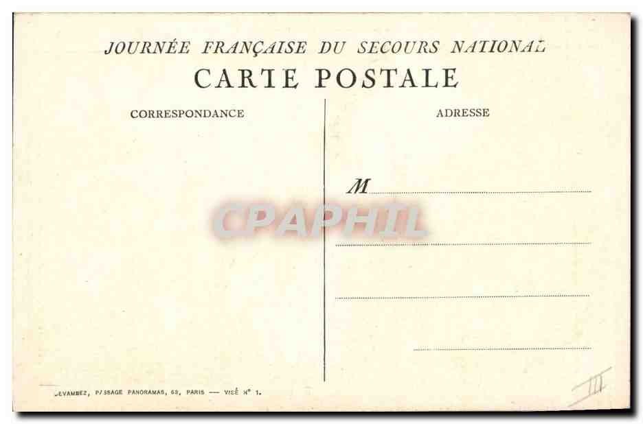 CPA Militaria Secours National — Verso