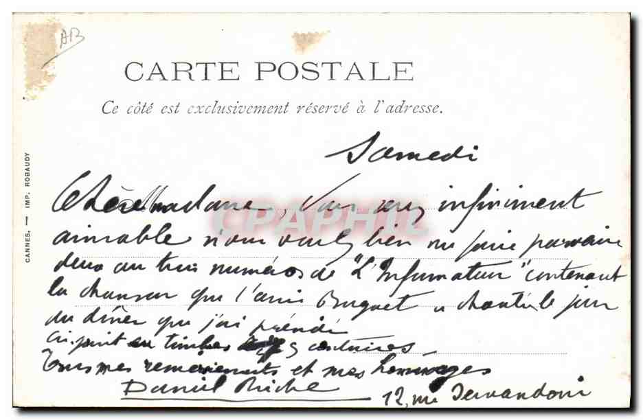 CPA Theatre La lune de miel Veudeville de Daniel Riche Arthur Bernede  — Verso