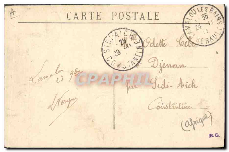 CPA Theatre Beziers Theatre des arenes Les esclaves Marcus meurt frappe par Semia — Verso