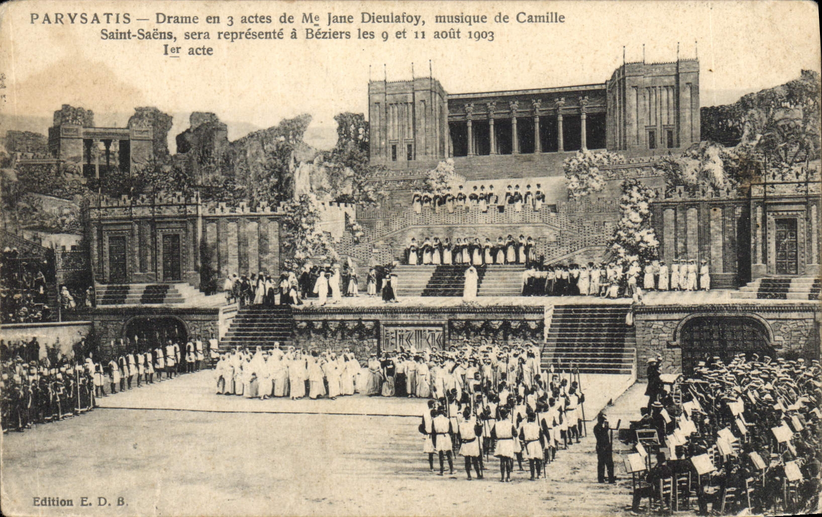 CPA Theatre Parysatis Drame Dieulafoy Camille Saint Saens