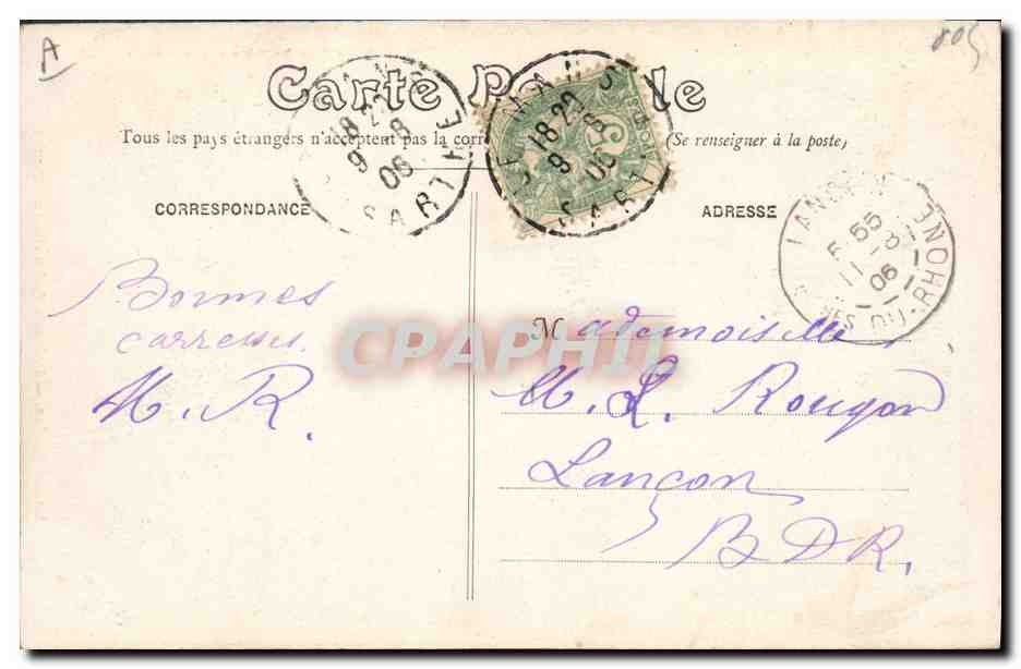 CPA Folklore La Sarthoise Maitresse Queru allant au marche  — Verso