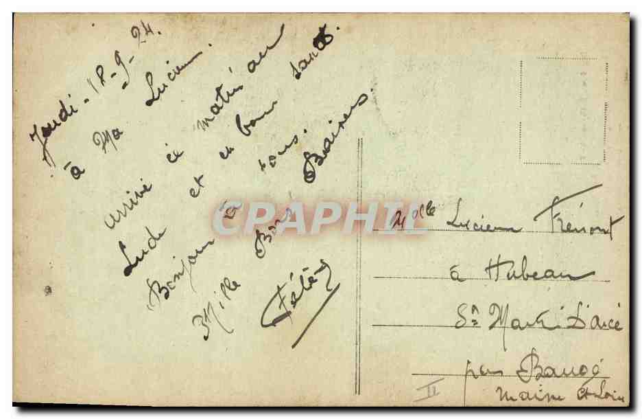 Les Amcureux Sarthois — Imp. Phot A Dolbeau, Le Mans, n°7 — Back