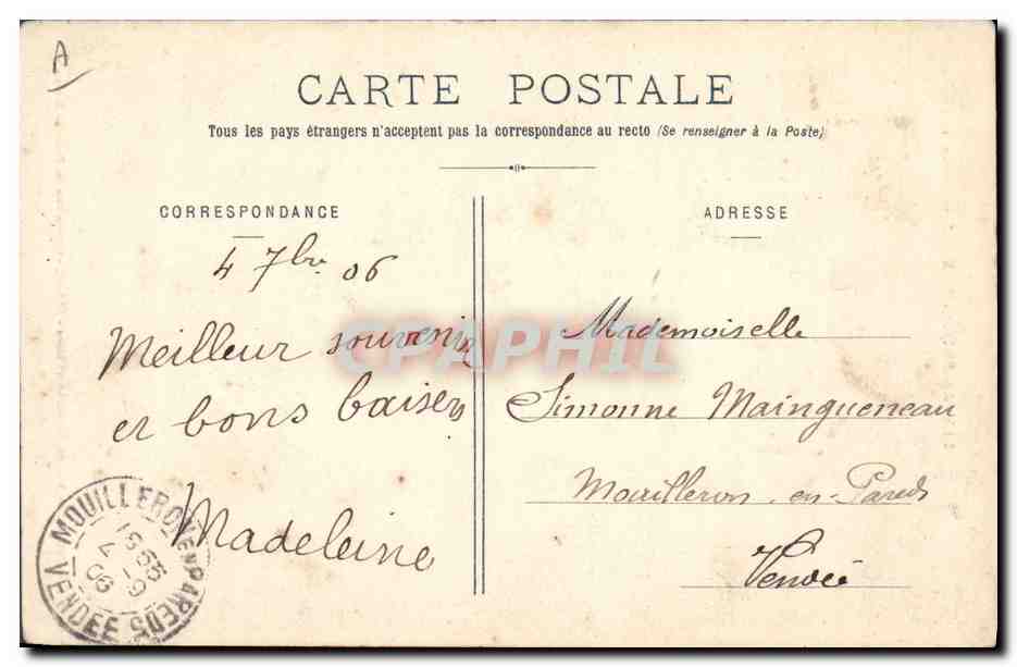 CPA Folklore Les Sables d'Olonnne Supplication et mepris  — Verso