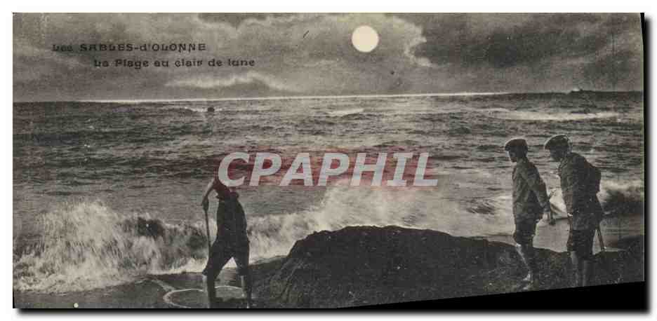 CPA Folklore Les Sables d'Olonnne La plage au clair de lune 