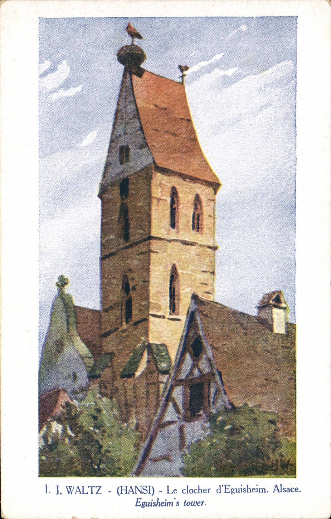 CPA Fantaisie Illustrateur Hansi Alsace Le clocher d'Eguisheim