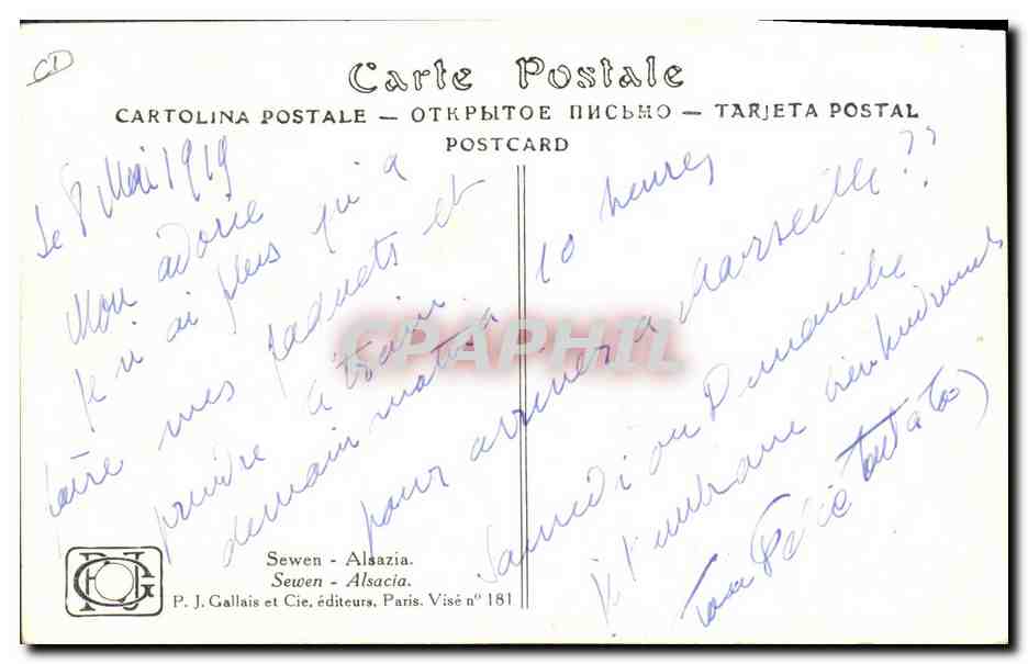 CPA Fantaisie Illustrateur Hansi Alsace Sewen — Verso
