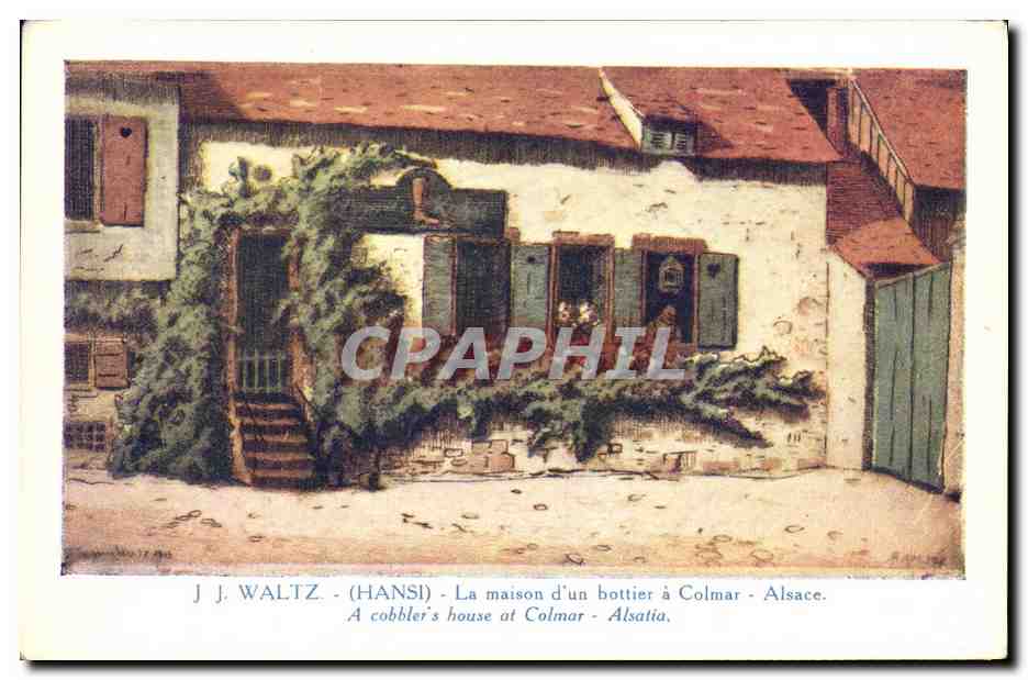 CPA Fantaisie Illustrateur Hansi Alsace La maison d'un bottier a Colmar