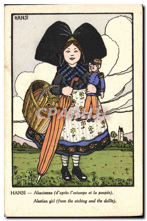 CPA Fantaisie Illustrateur Hansi Alsace Enfant L'Alsacienne Poupee Militaria