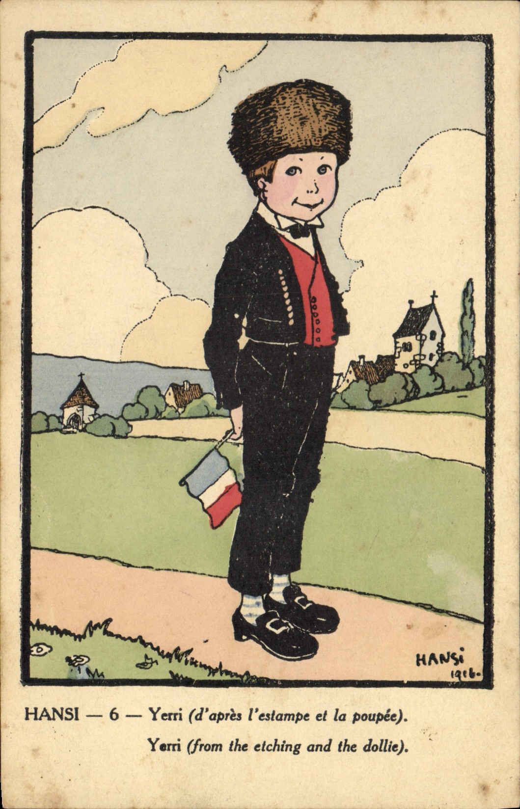 CPA Fantaisie Illustrateur Hansi Alsace Enfant Yerri