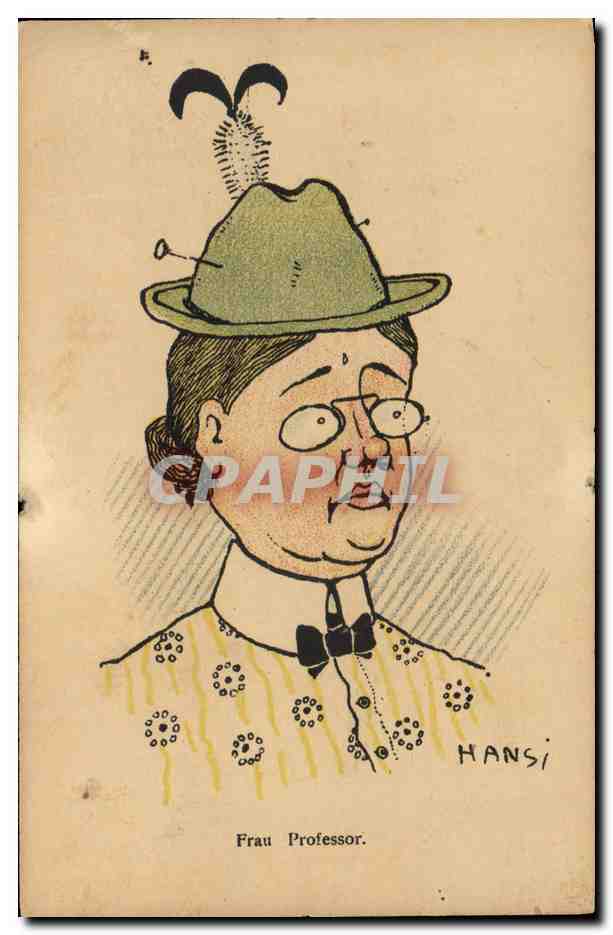 CPA Fantaisie Illustrateur Hansi Alsace Frau Professor 