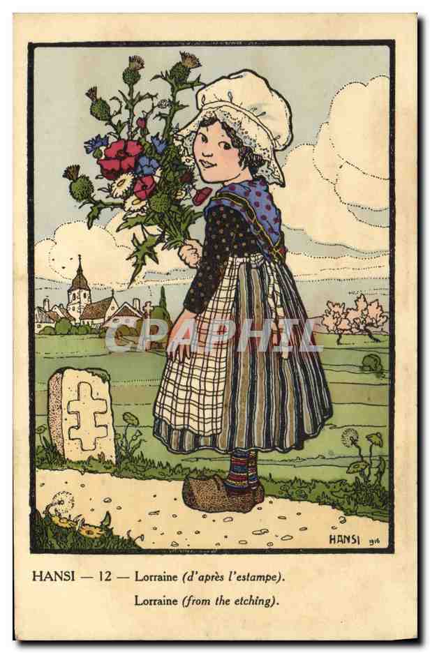 CPA Fantaisie Illustrateur Hansi Alsace Enfant Lorraine