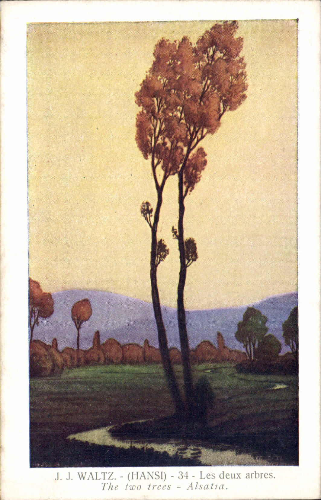 CPA Fantaisie Illustrateur Hansi Alsace Les deux arbres 