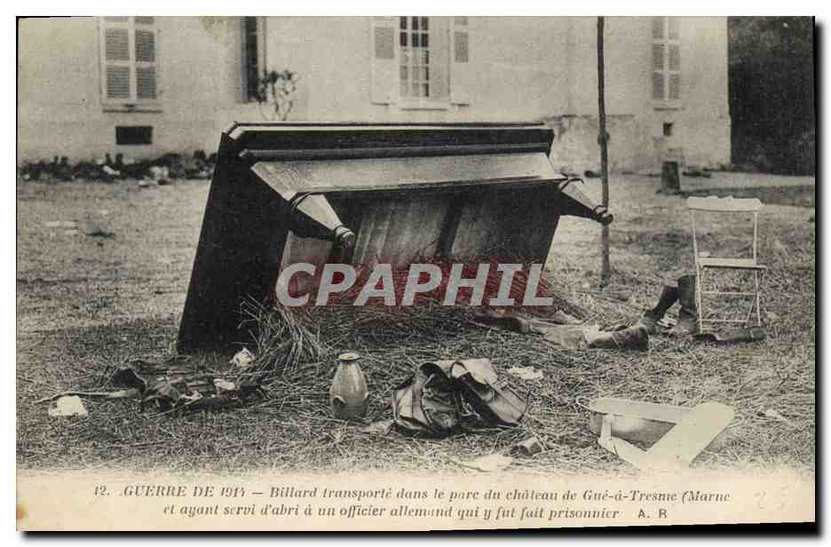 CPA Billard transporte dans le parc du chateau de Gue a Tresne Marne Militaria
