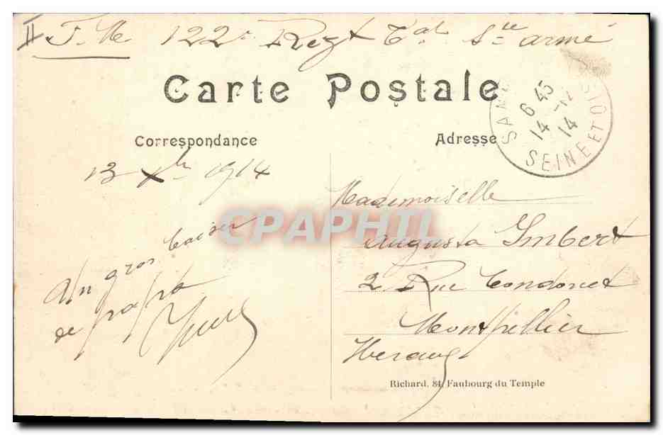CPA Billard transporte dans le parc du chateau de Gue a Tresne Marne Militaria — Rückseite