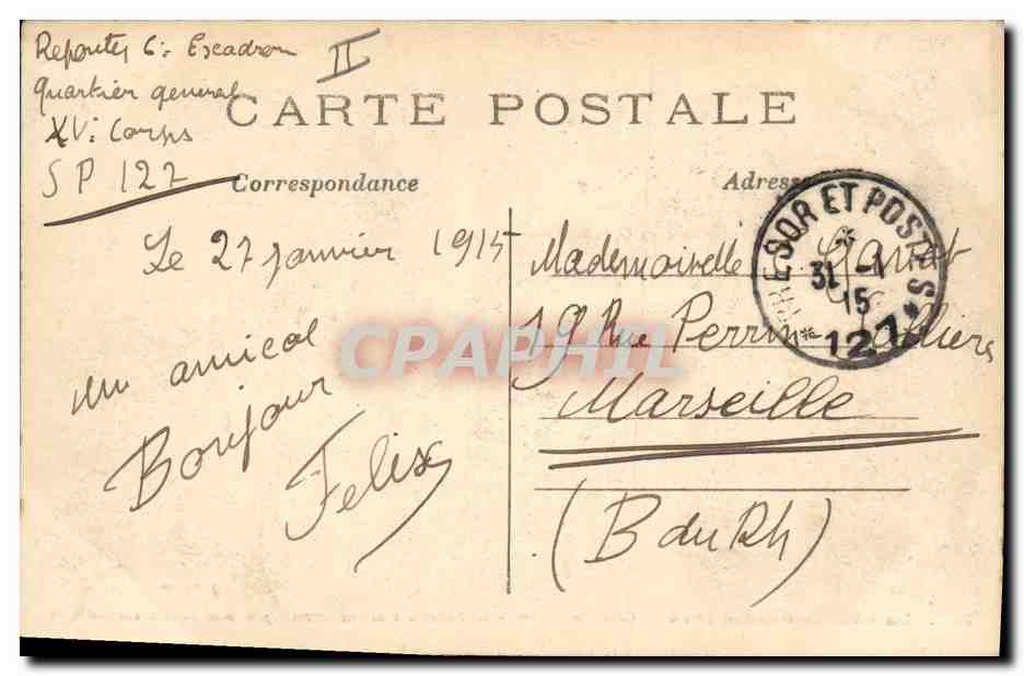 CPA Billard Creil bombarde Le bureau d'octroi militaria — Rückseite