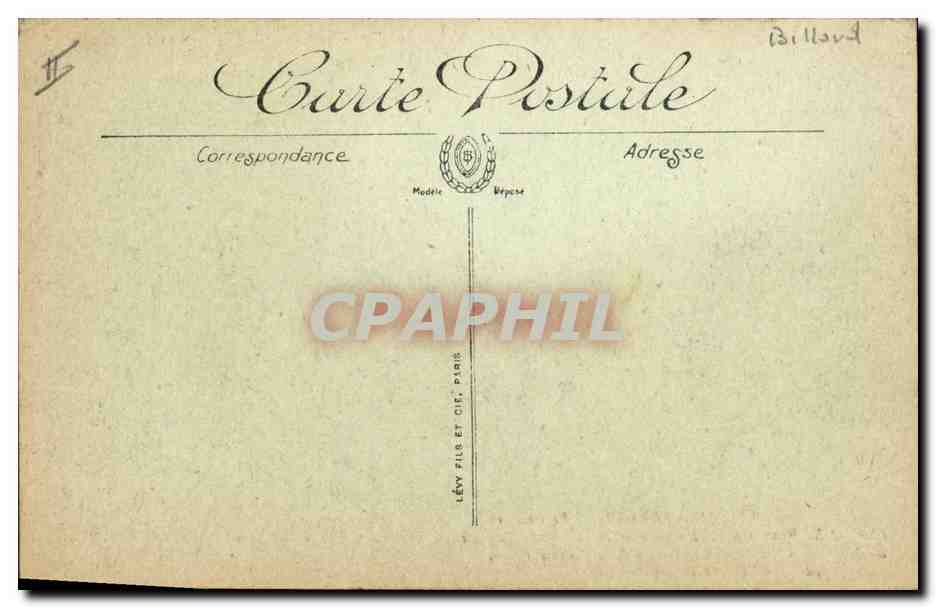 CPA Billard Montresor Le chateay la salle de billard tableau du massacre des polonais a Varsovie — Rückseite