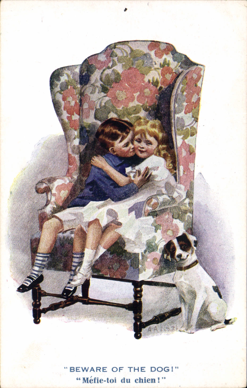CPA Fantaisie Illustrateur Enfants Beware of the dog !