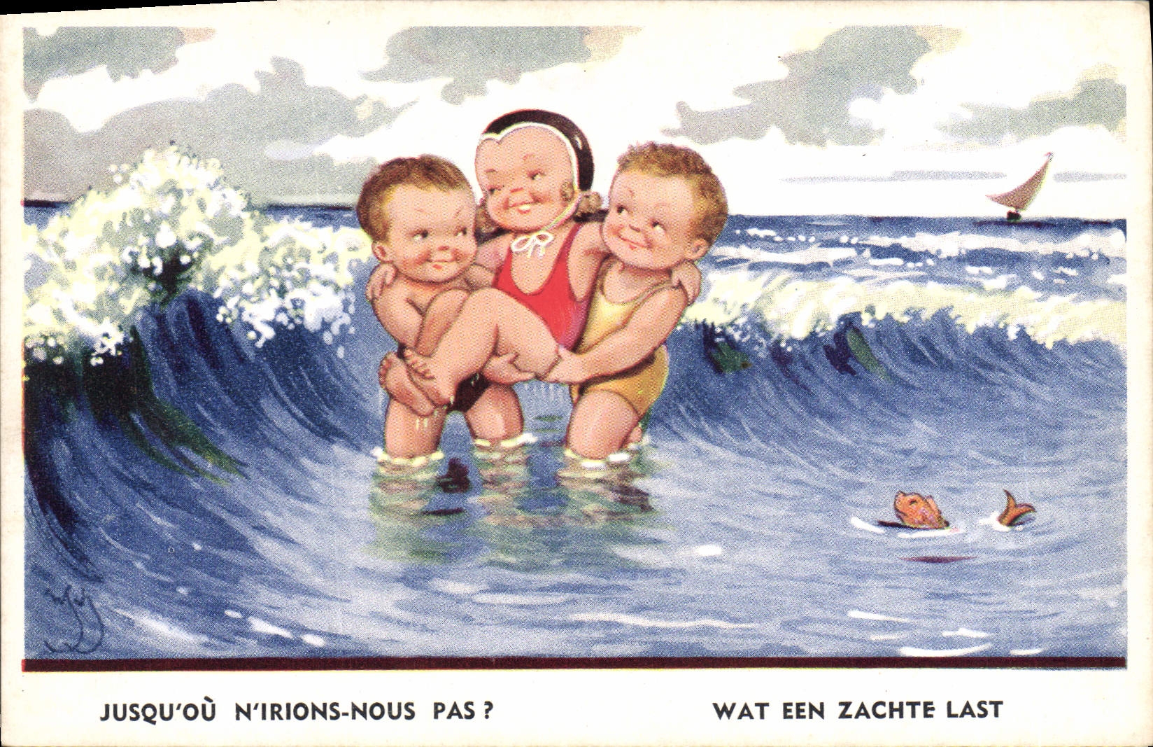 CPA Fantaisie Illustrateur Enfants Plage