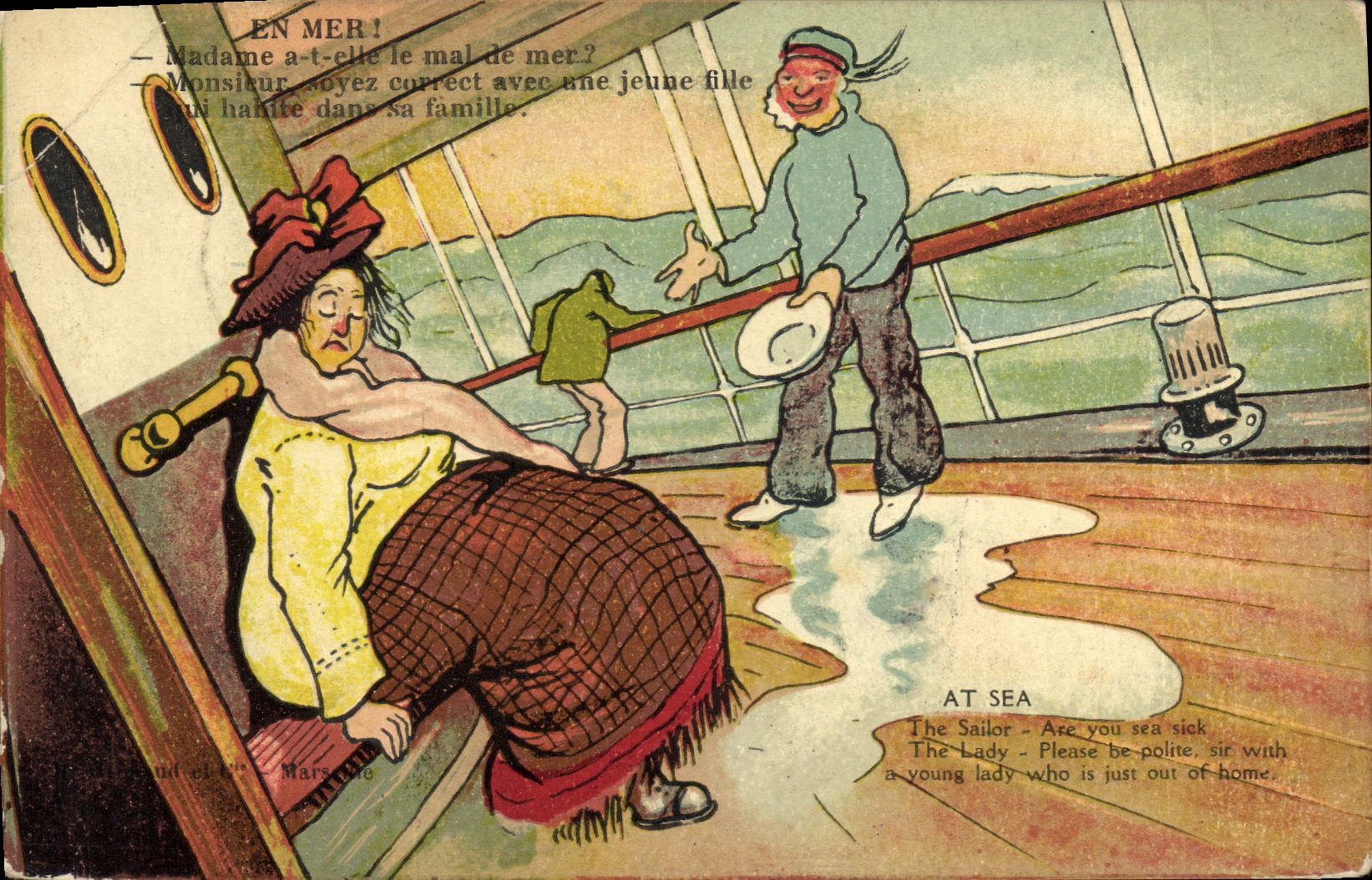 CPA Fantaisie Illustrateur Femme At sea Marin