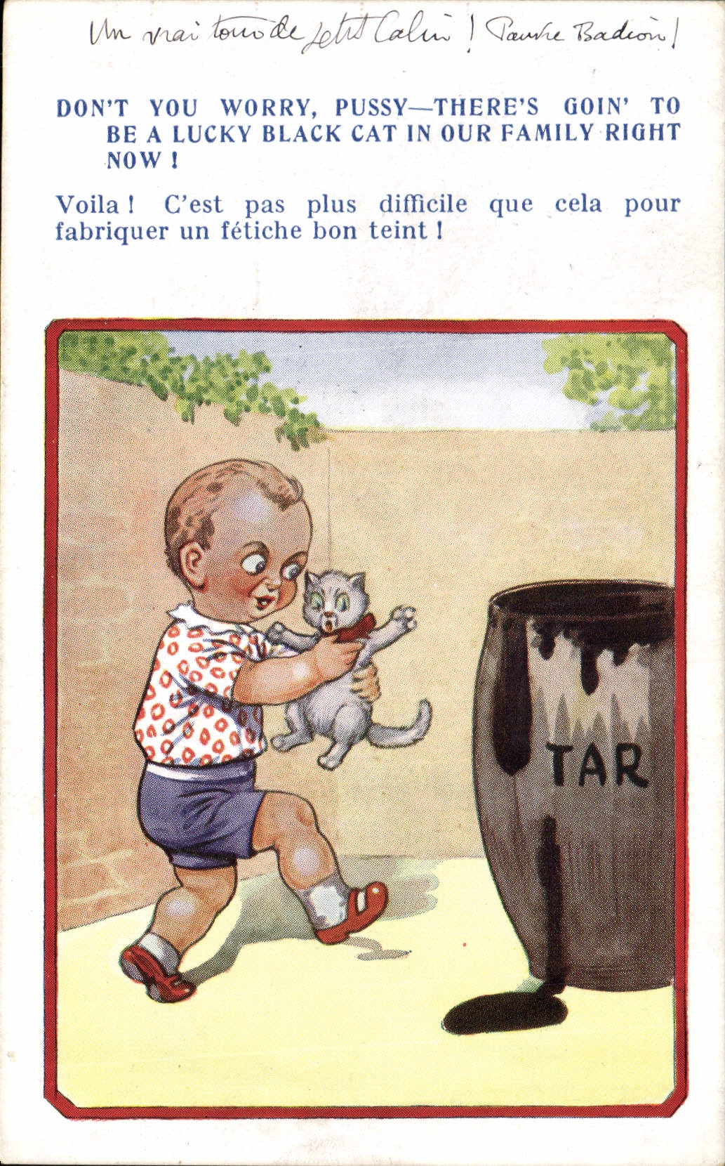 CPA Fantaisie Illustrateur Enfant Chat Chaton