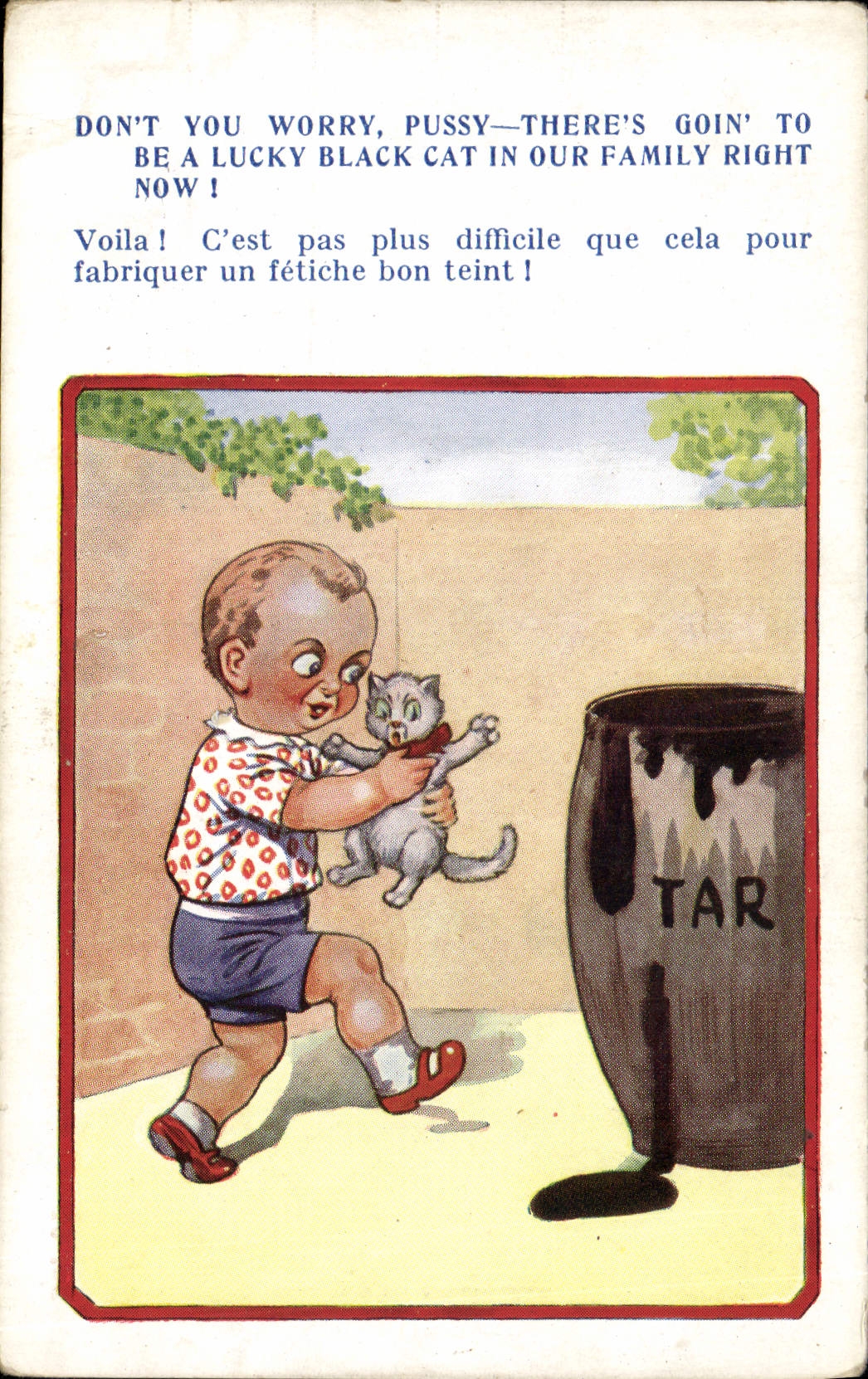 CPA Fantaisie Illustrateur Enfant Chat Chaton