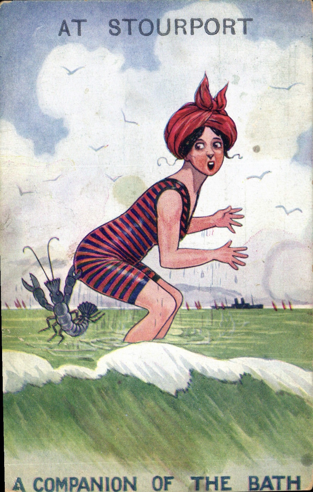 CPA Fantaisie Illustrateur Femme Ecrevisse At Stourport A companion of the bath 