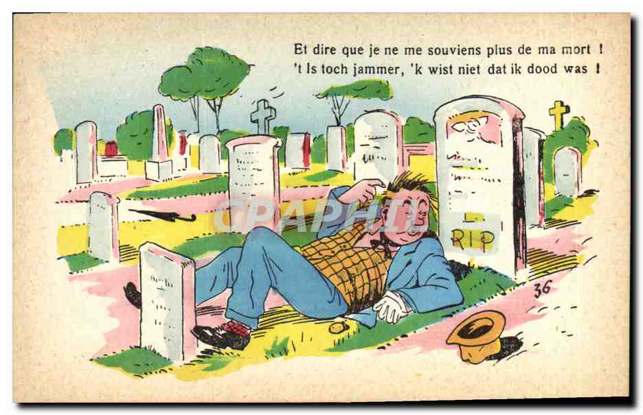 CPA Fantaisie Illustrateur Homme Cimetiere